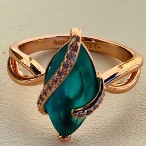 Bomb Party Gold and Teal Ring